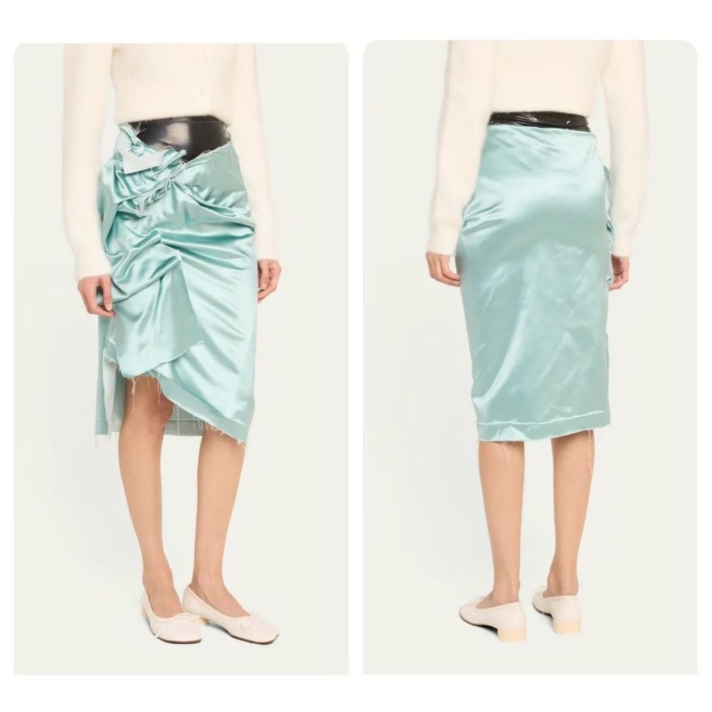 MAISON MARGIELA Raw Edge Latex Asymmetric Pencil Skirt SIZE IT 44 / US 8 $2115